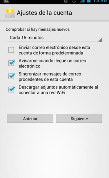Configuración del envío en Android