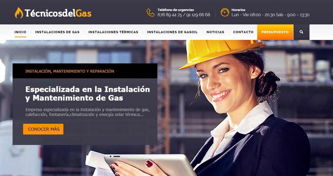 Diseño web técnicos del gas