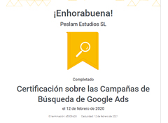 Certificación sobre las Campañas de Búsqueda de Google Ads